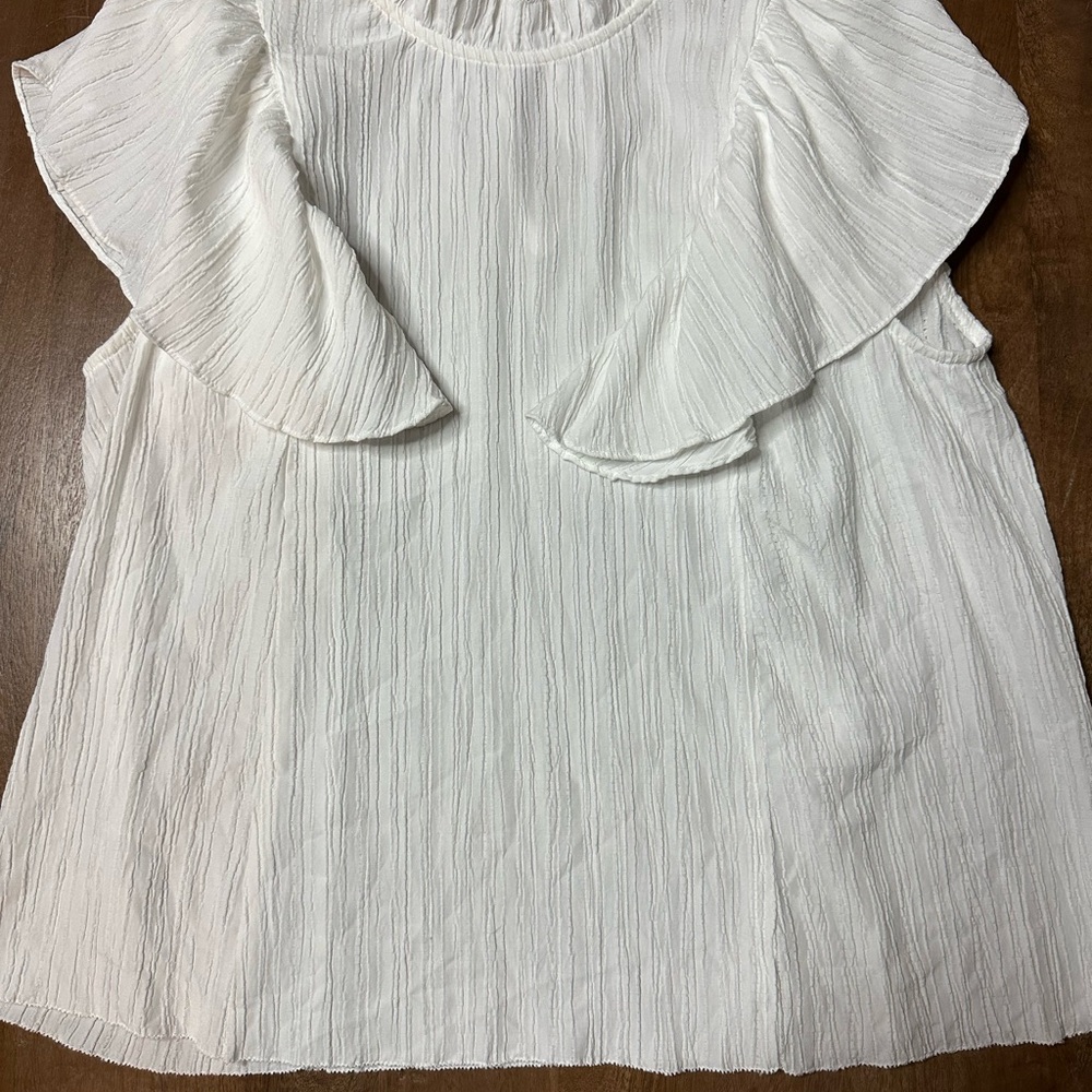 THML White Ruffle Sleeve Sleeveless Blouse